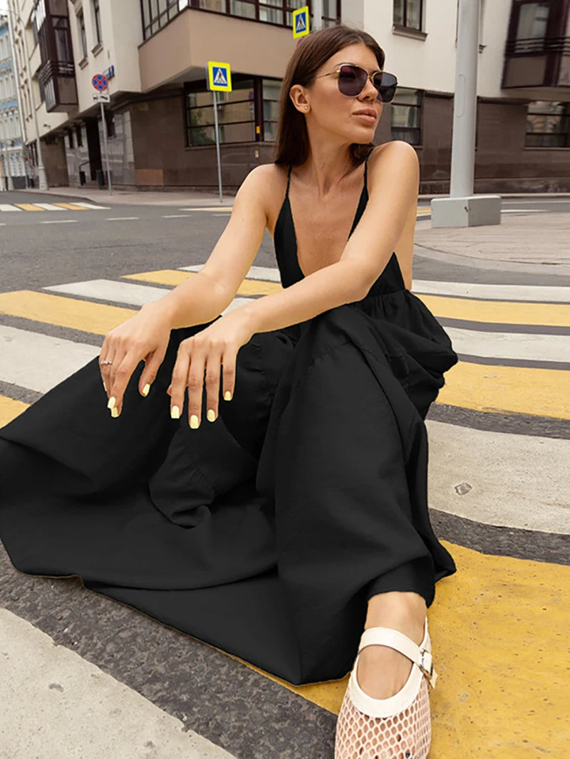 Elegant Yellow Spaghetti Strap Maxi Dress for Summer Events - Image 6