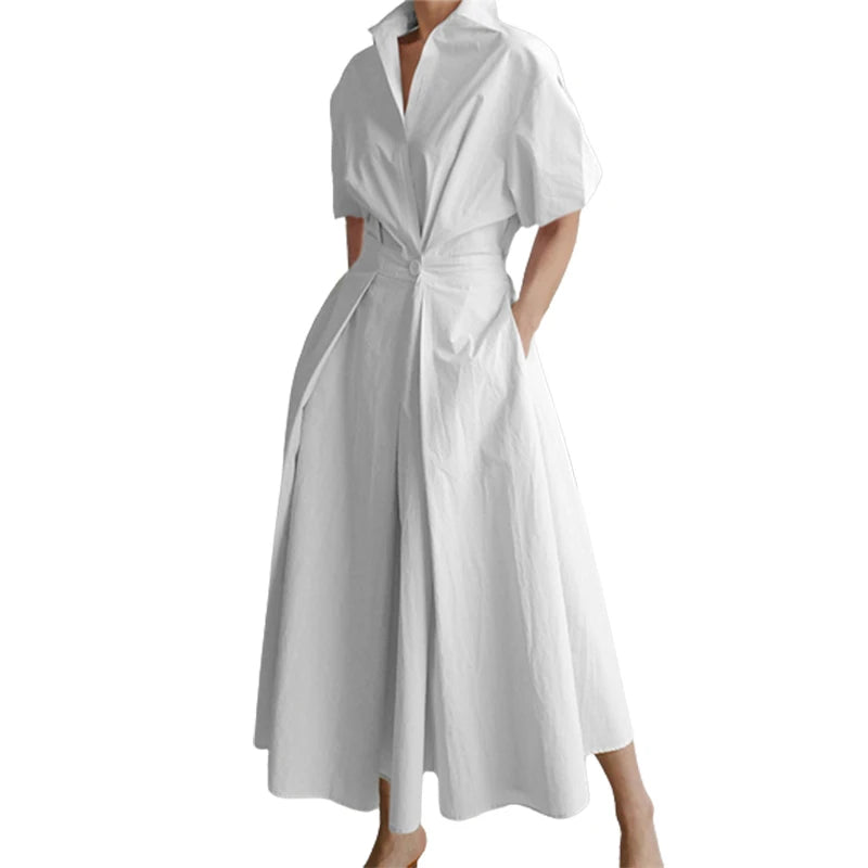 Stylish V-Neck A-Line Midi Dress for Women - Image 3