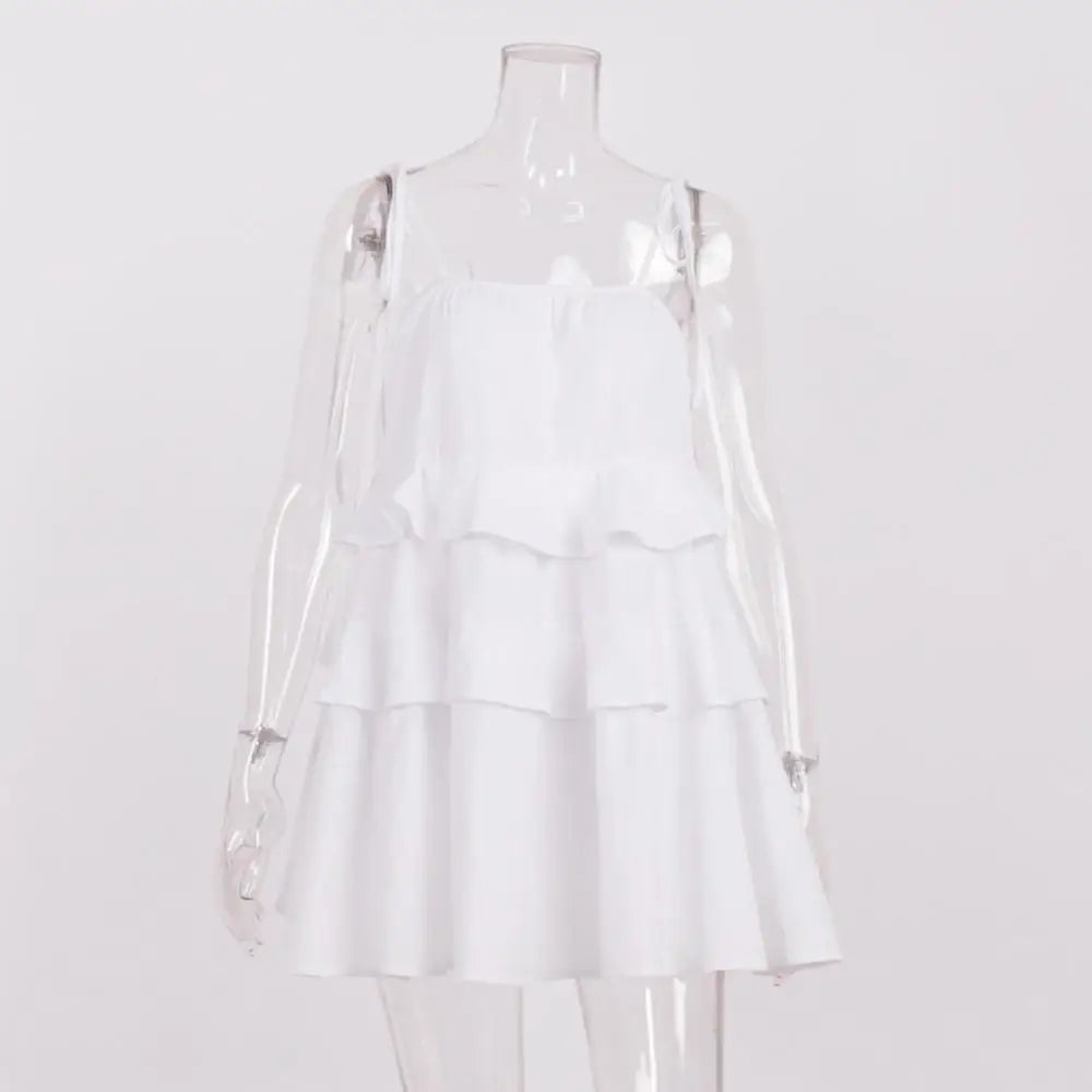 Elegant Summer Sleeveless Layered Ruffle Mini Dress - Image 7