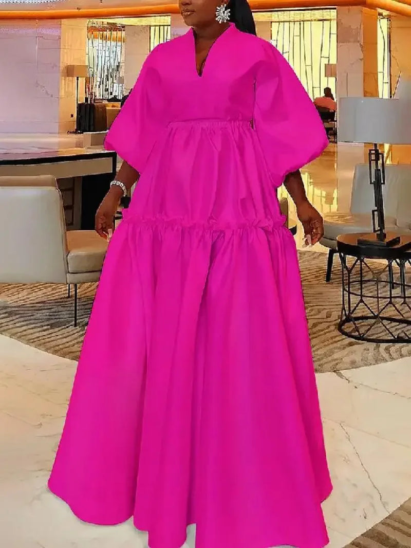 Elegant Puff Sleeve Casual Maxi Dress for All Seasons - Image 9