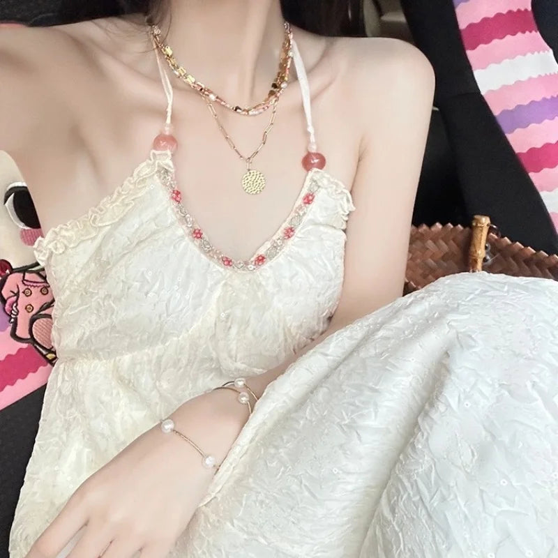 Elegant Retro Chiffon Dress with Crystal Sequins and Lace - Image 4