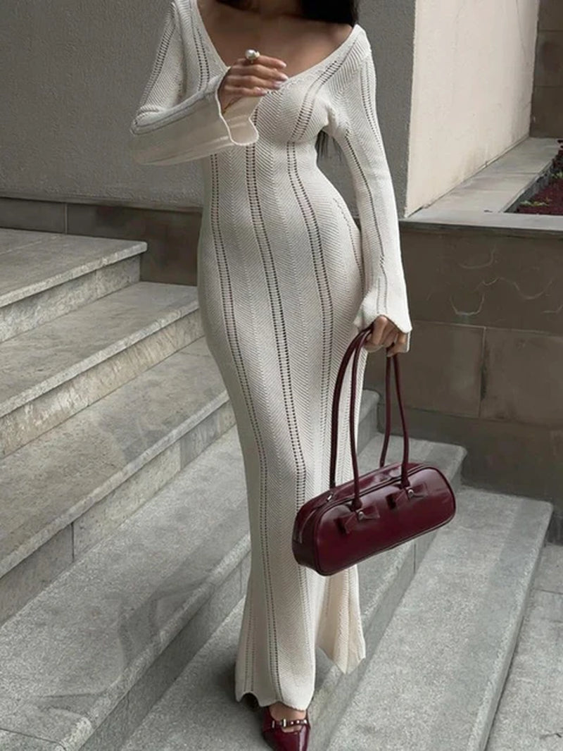 Elegant V-Neck See-Through Maxi Dress for Summer - Image 9