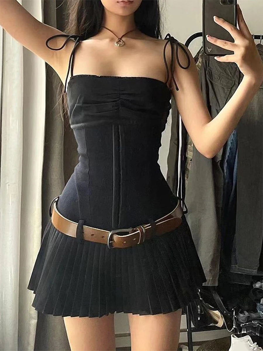 Women's Sleeveless Pleated Spaghetti Strap Summer Dress - Image 8