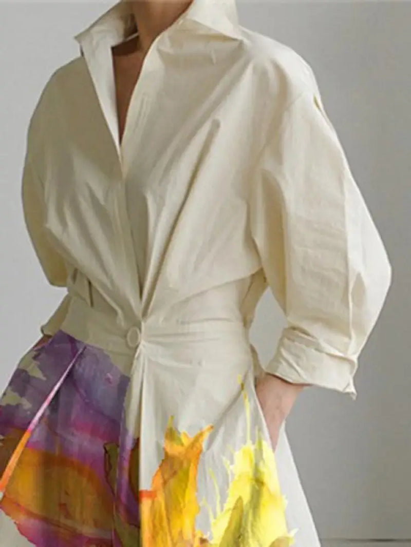 Elegant Floral A-Line Dress with Long Sleeves for Parties - Image 3