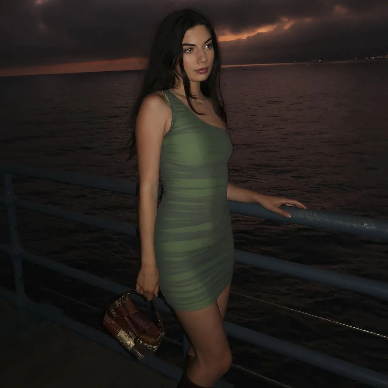 One Shoulder Mesh Pleated Dress - Sleek Summer Night Out - Image 4