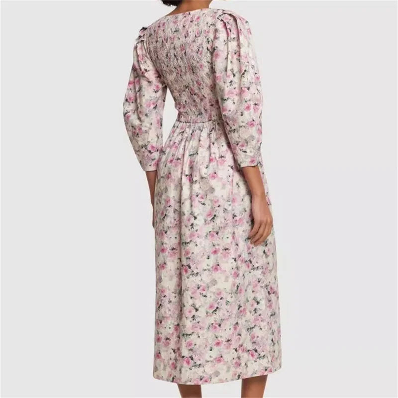 Stylish Summer Midi Dresses with Square Neck and Pleats - Image 3