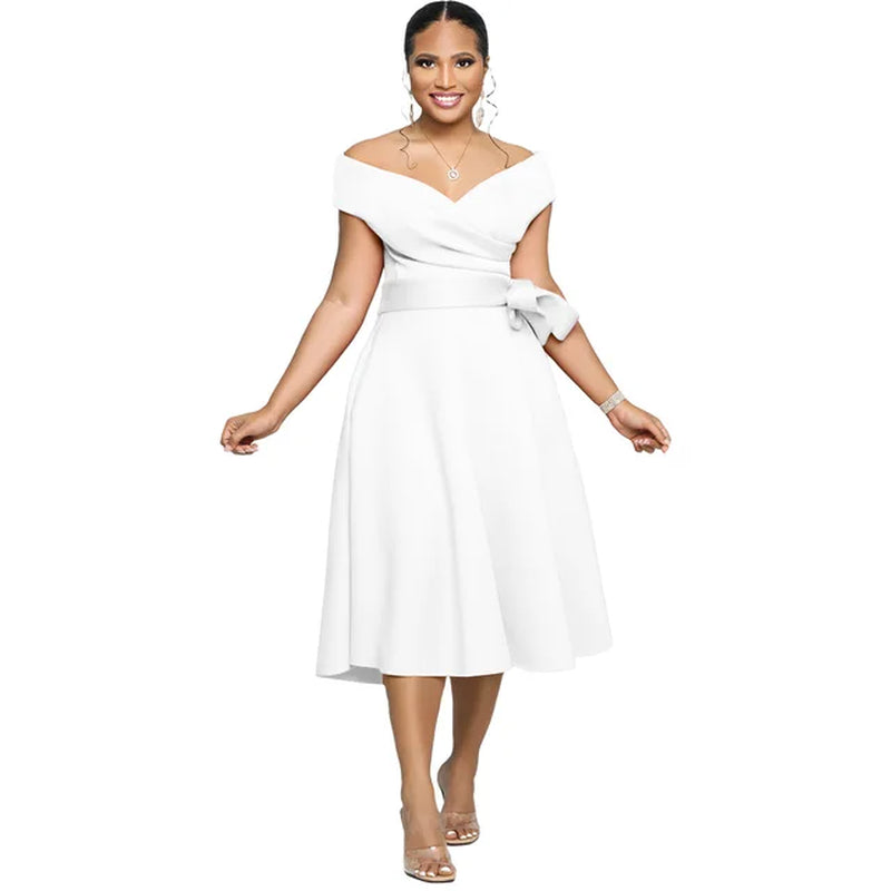 Summer Short-Sleeved V Neck Casual Party Dress - Image 8