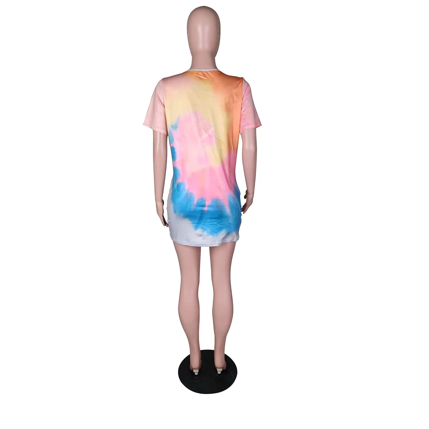 Women's Summer Tie-Dye Mini Dress with Deep V Neck - Image 5
