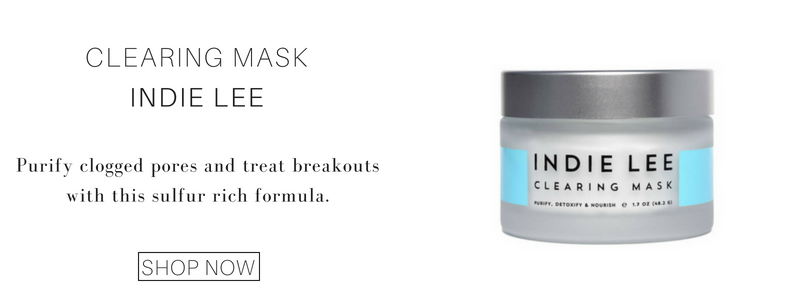 clearing mask from indie lee: purify clogged pores and threat breakouts with this sulfur rich formula. 