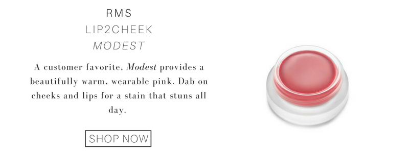 RMS Lip2Cheek in Modest: a customer favorite, modest provides a beautifully warm, wearable pink. dab on cheeks and lips for a stain that stuns all day. 