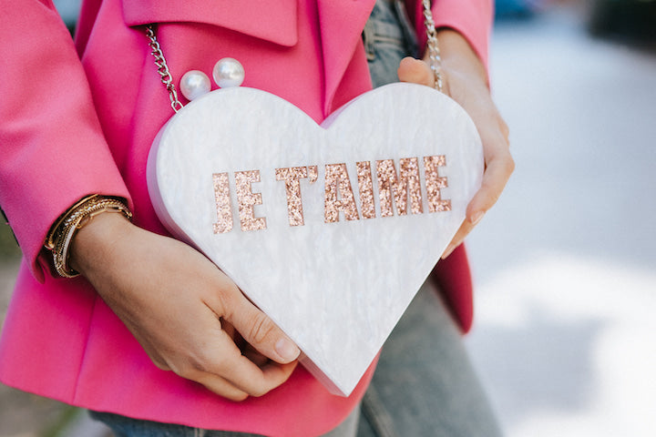 Pierre Cadault X Rae of Light Je T'Aime Acrylic Heart Clutch