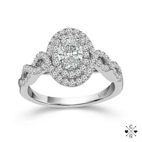 Oval-Shaped Diamond Engagement Ring with Halo