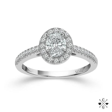 Oval-Shaped Diamond Engagement Ring with Halo