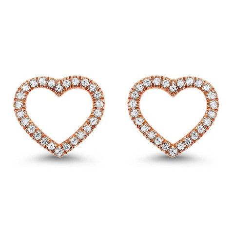 Valentine's Day Gift Ideas - Rose Gold Diamond Heart Shaped Stud Earrings