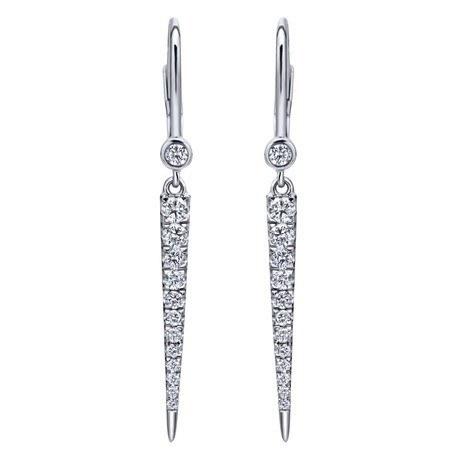 Long Triangle Shape Diamond Drop Earrings