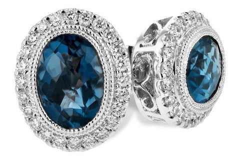 London Blue Topaz and Diamond Halo Earrings