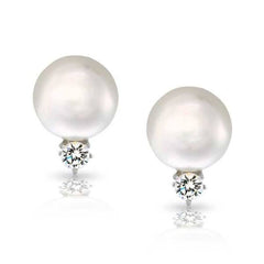 Pearl Earrings with Diamond Accent