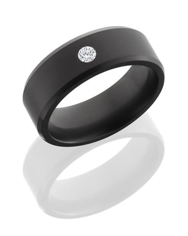 Men's Wedding Band with Accent Diamond in a Gypsy Setting