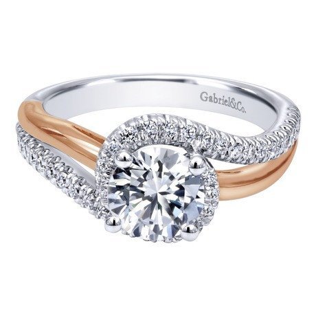 two tone diamond bypass ring