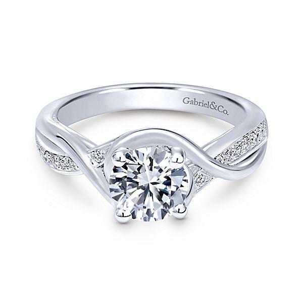 18K White Gold Wide Brushed Channel Set Diamond Engagement Ring ...