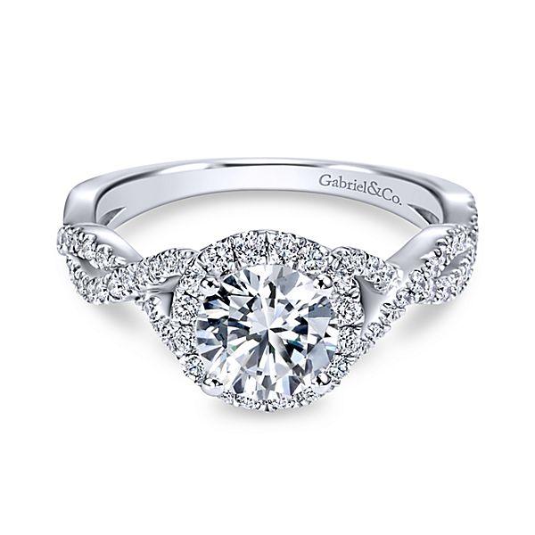 Crossover Halo Diamond Engagement Ring 14k White Gold 389a 3948