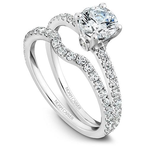 14k White Gold .34cttw Traditional Pave Diamond Engagement Ring #809A