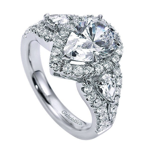 diamond engagement rings 14k white gold pear shaped 3 stone halo diamond engagement ring 3