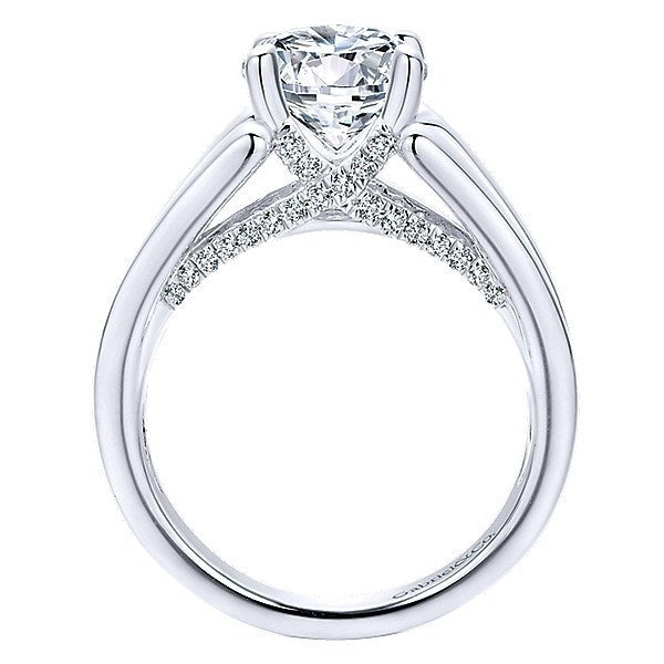 18K White Gold Reverse Taper Pave Set Diamond Engagement Ring - Mullen ...