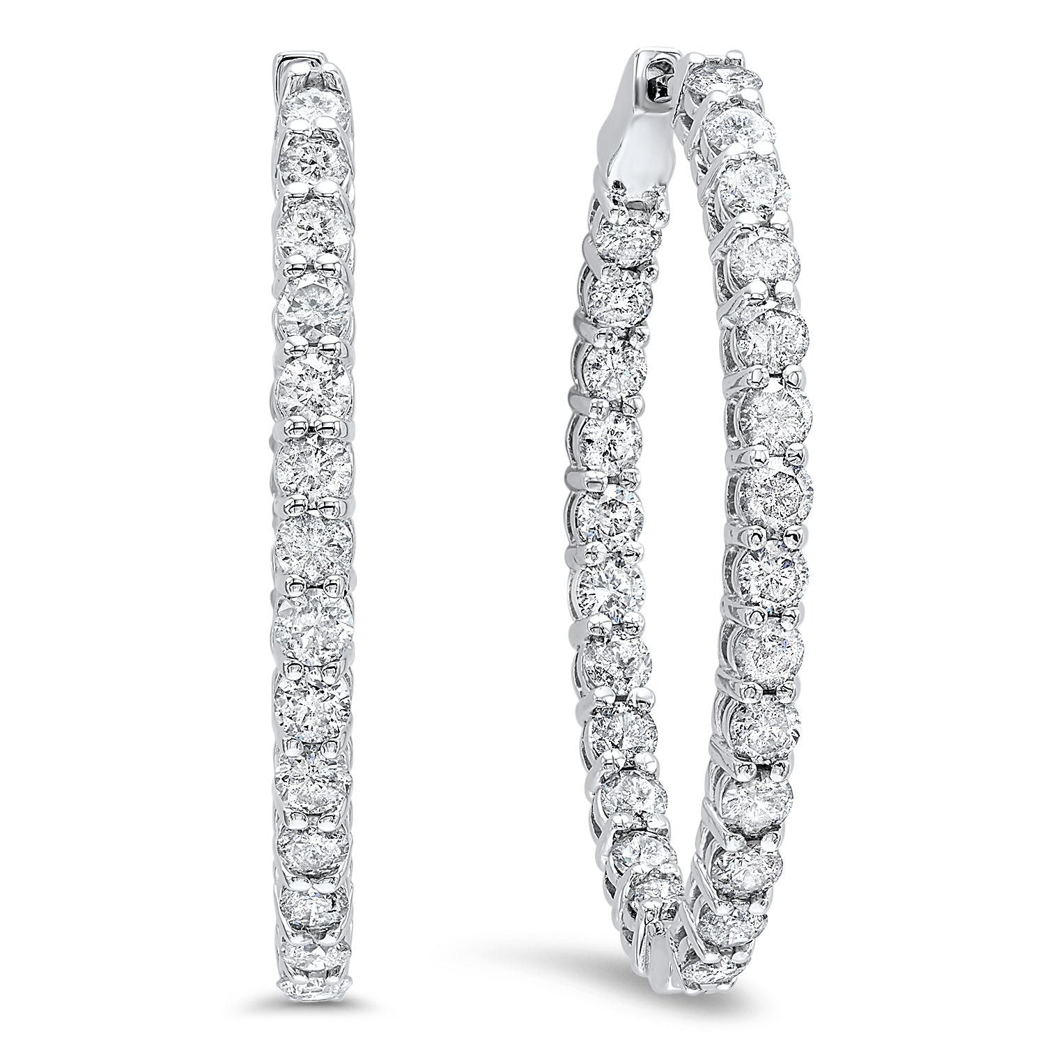 14k White Gold 1cttw Inside Out Diamond Hoop Earrings Mullen Jewelers