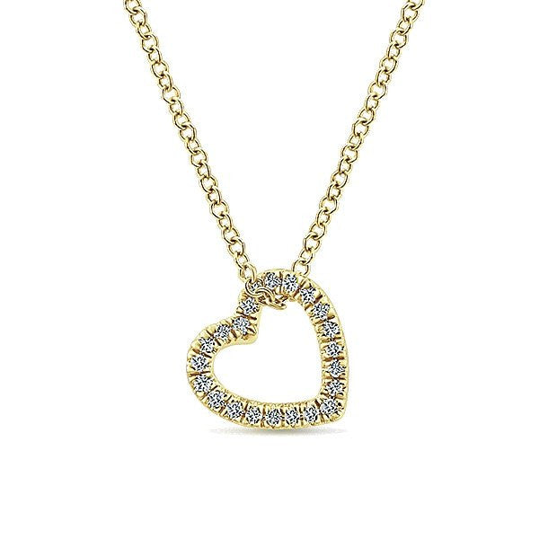 14K Yellow Gold Pave Diamond Heart Necklace - Mullen Brothers