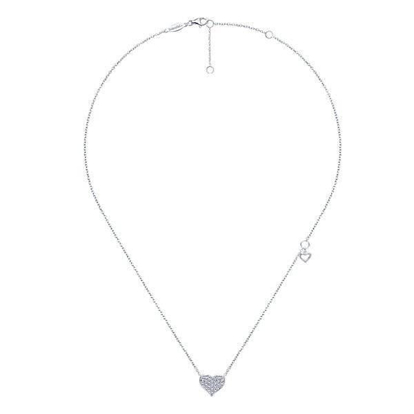 Pave Diamond Heart Necklace with Heart Shaped Dangle - Mullen Jewelers