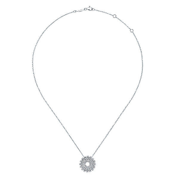 Pave Diamond Signature Wreath Design White Gold Necklace - Mullen Brothers