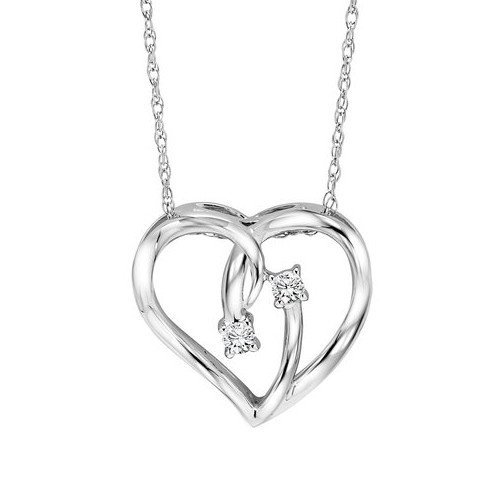 Sterling Silver Twogether Two-Stone Diamond Heart Necklace - Mullen ...