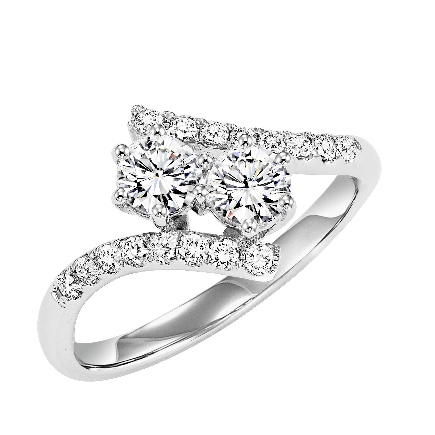 14K White Gold Twogether 1cttw 2-Stone Plus Bypass Diamond Ring ...