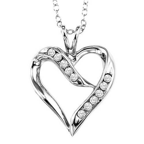 Sterling silver and diamond heart shaped necklace - Mullen Jewelers