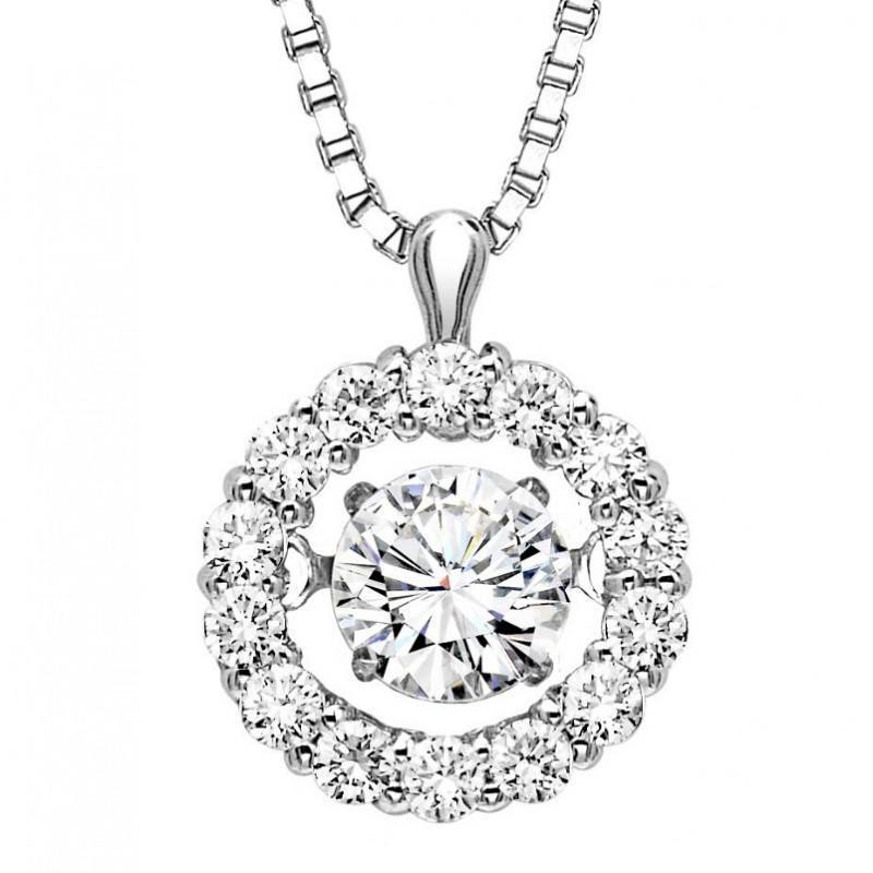 14K Rhythm of Love 1/2cttw Classic Diamond Halo Necklace - Mullen Brothers