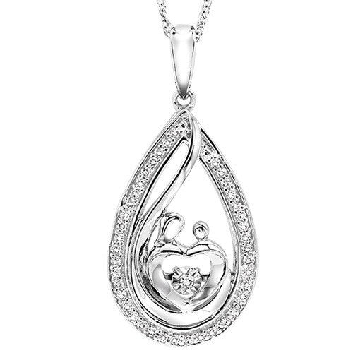 mother and infant diamond pendant necklace