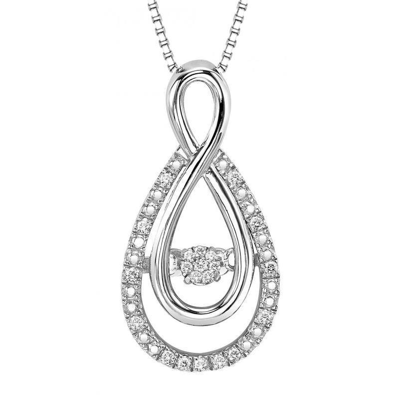 Sterling Silver Rhythm of Love 1/10cttw Infinity Diamond Necklace