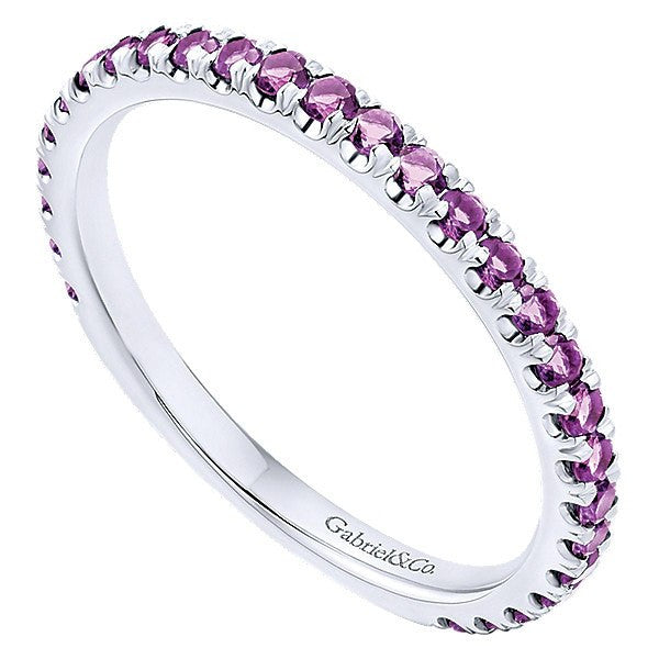 14K White Gold Amethyst Stackable Birthstone Ring - Mullen Jewelers