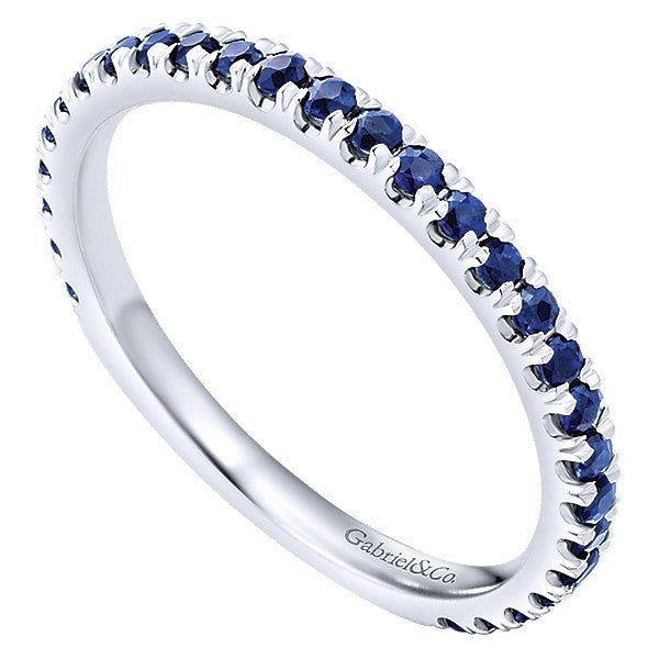 14K White Gold Sapphire Stackable Birthstone Ring - Mullen Jewelers