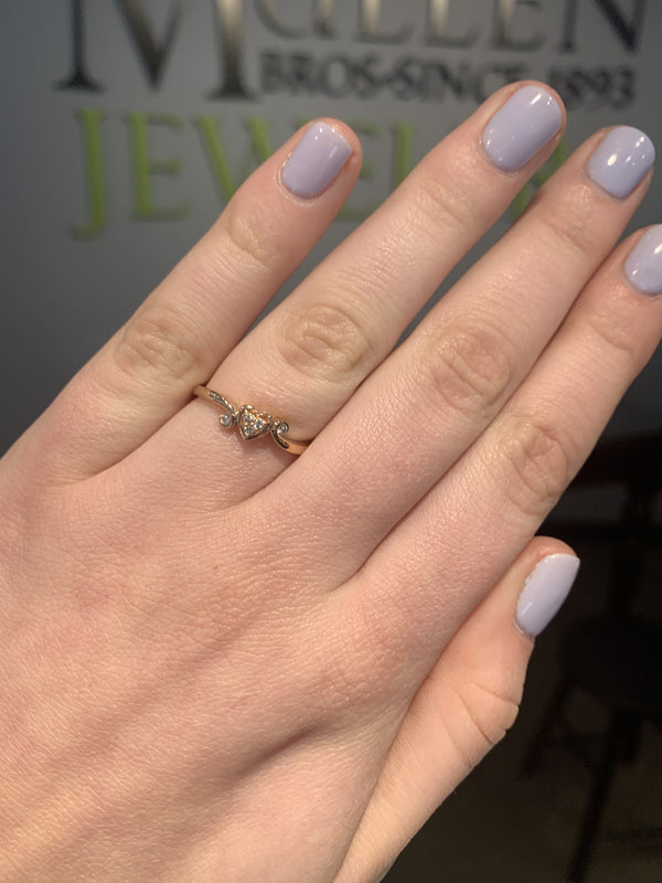 diamond accent heart promise ring in 10k rose gold