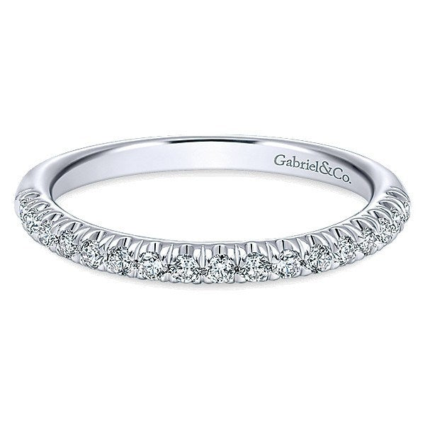 14K White  Gold  1 4cttw French Pave  Set Diamond Wedding  