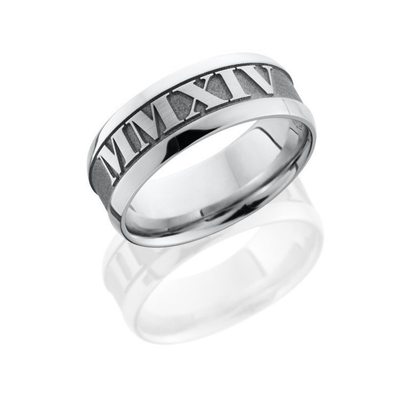 Cobalt Chrome 8mm Wide Wedding Band with Customized Roman Numerals ...