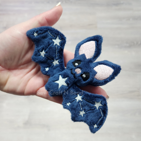 Dark Blue Bat plush with star details