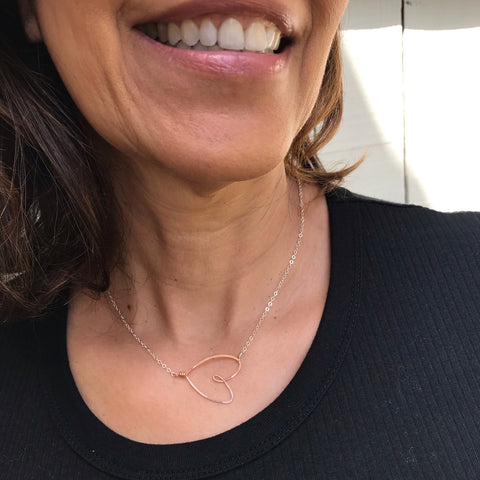 silver sideways heart necklace 