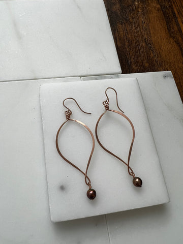beth jewelry rose gold handmade twist earrings with freshwater pearl