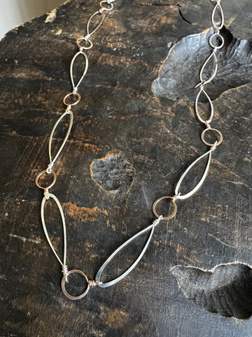 elegant handmade chain necklace, mixed metals