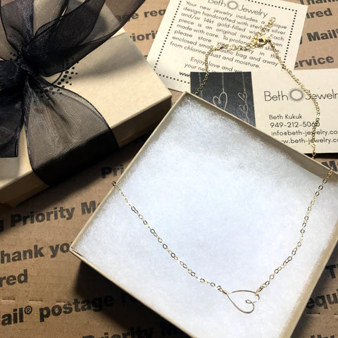 beth jewelry tiny heart necklace in gift box