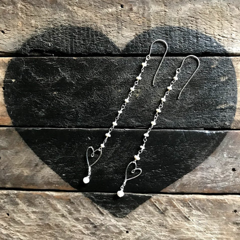 long pearl heart earrings