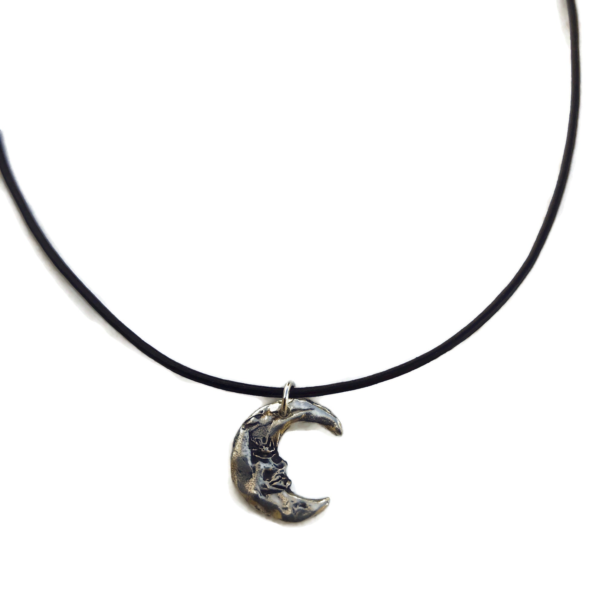 Harvest Charm Crescent Moon Leather Necklace